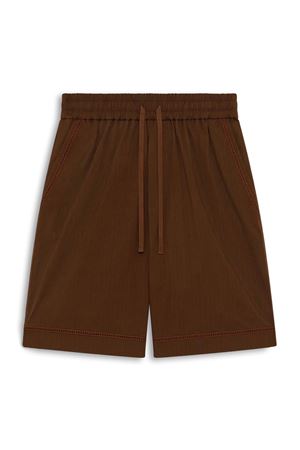 Brown cotton blend elasticated shorts DROLE DE MONSIEUR | KBS178CO278BN